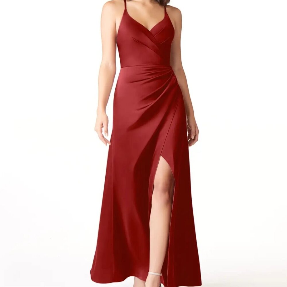Azazie Geanna Pomegranate Bridesmaid Dress